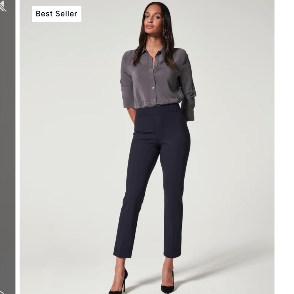 NWT Spanx Straight Leg Navy Pinstripe Pants
